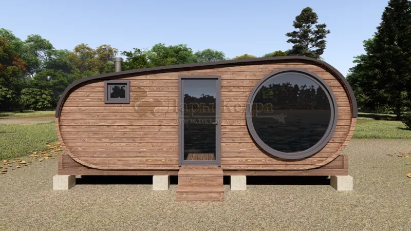 Баня-бочка «Танк» из кедра 6х2,2 метра