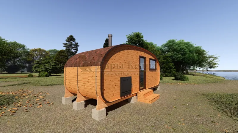 Баня-бочка «Гипоид» из кедра 6х2,2 метра
