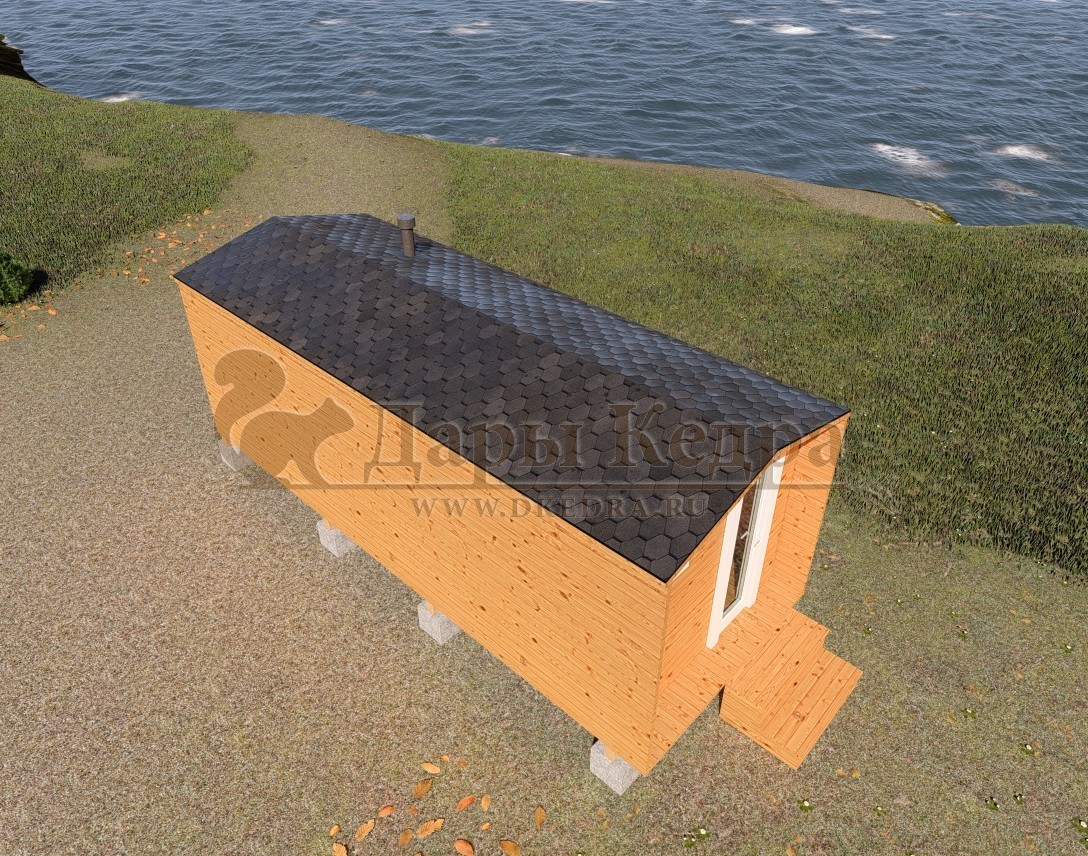 Каркасная баня Барн из кедра 6х2,2 м